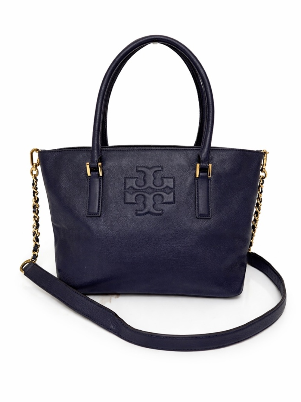Tory Burch Navy Pebbled Leather shoulder  Bag  Crossbody Bag